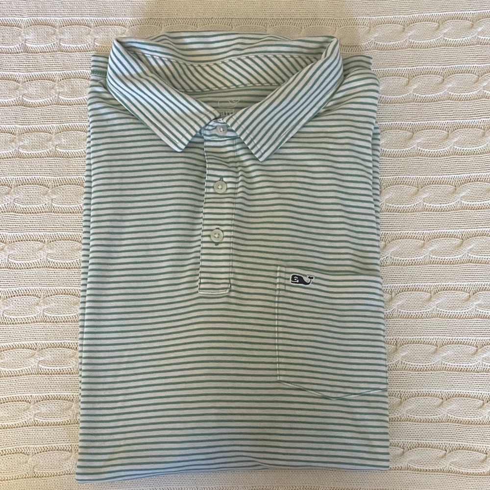 Vineyard Vines Men's Polo Shirt - Light Green Stripes